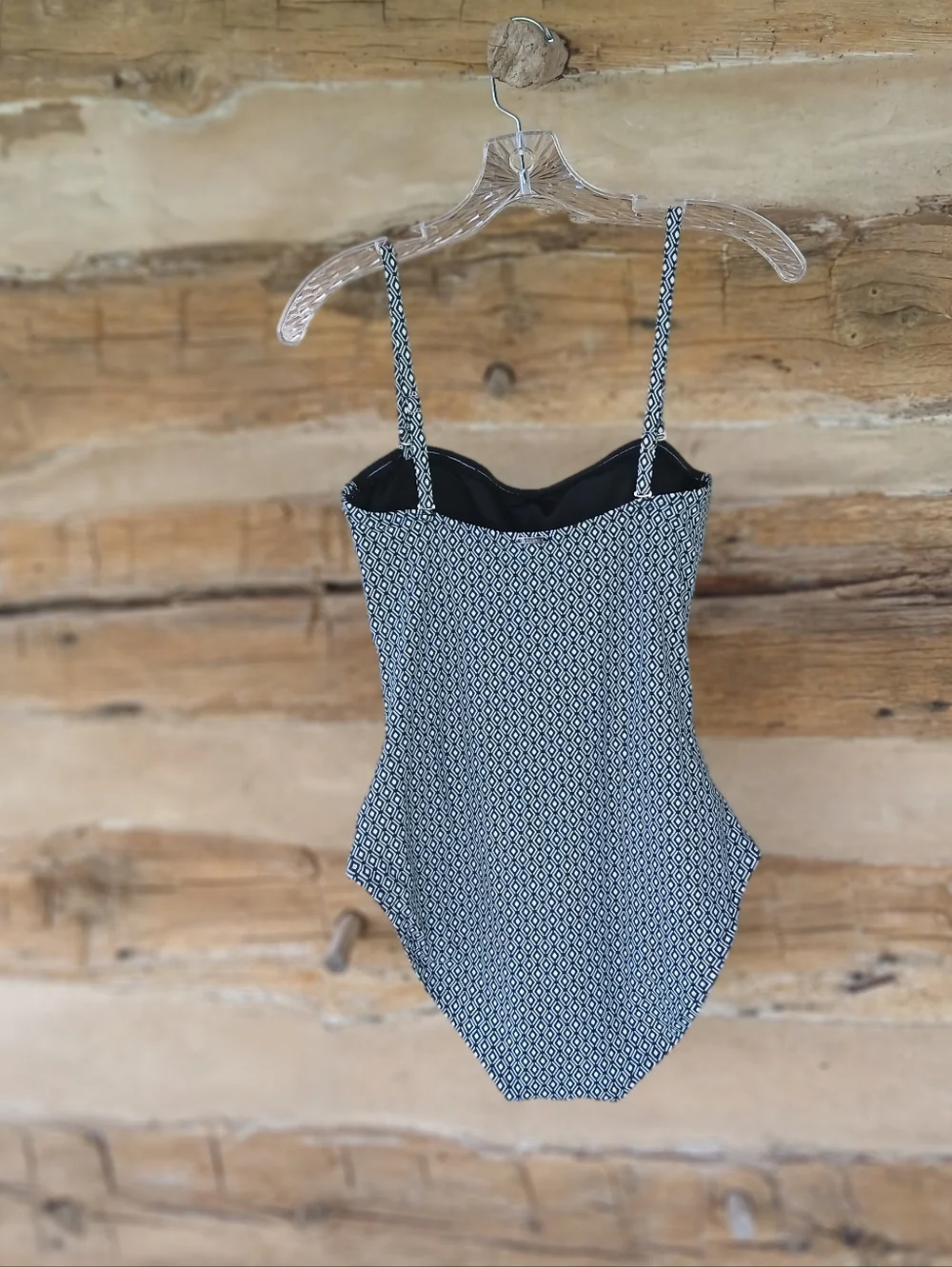 DKNY Black & White Diamond Print Swimsuir Medium - Picture 5 of 9